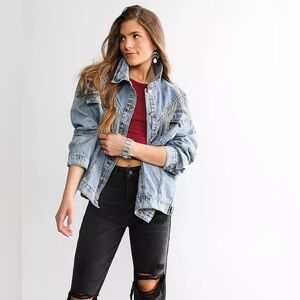 Ververet Rhinestone Fringe Denim Jacket